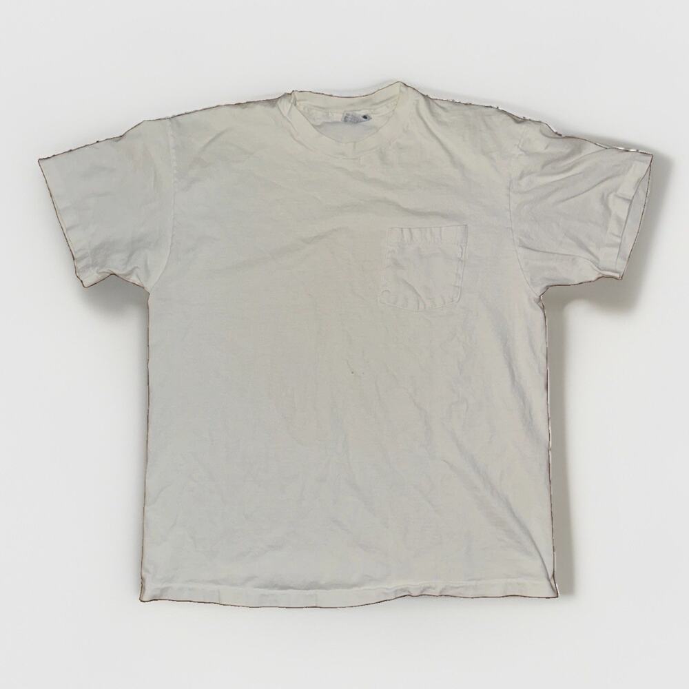 Vintage Hanes Beefy Pocket T-Shirt White Large 21x26
